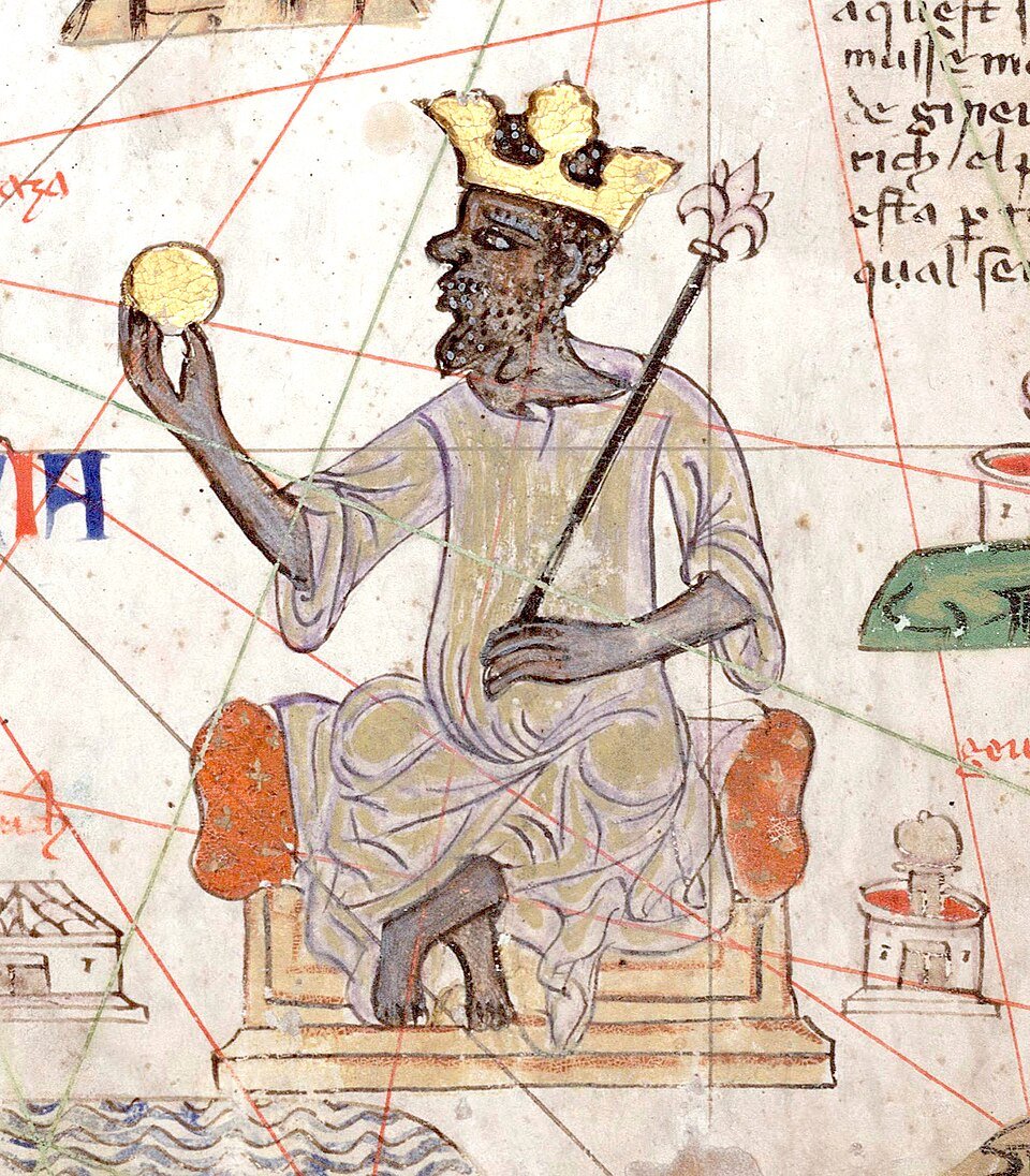 Mansa Musa I of the Mali Empire, depicted on the 1375 Catalan Atlas